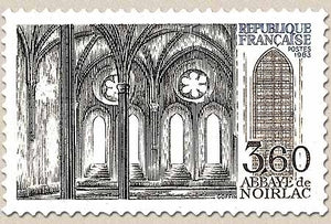 Série touristique. Abbaye de Noirlac, Bruère Allichamps (Cher). 3f.60 bleu, noir et brun Y2255