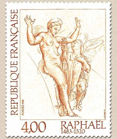 Série artistique. Vénus et Psyché, œuvre de Raphaël. 4f. Brun-orange et brun clair Y2264