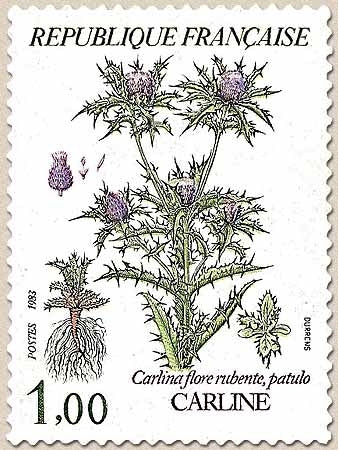 Flore et faune de France (I). Fleurs de montagne. Carline (Carlina flore rubente). 1f. Multicolore Y2266