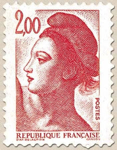 Type Liberté de Delacroix. 2f. Rouge Y2274