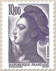Type Liberté de Delacroix. 10f. Violet Y2276