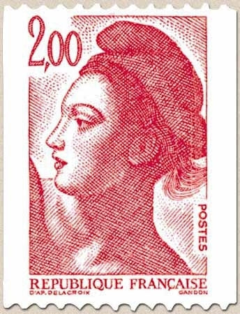Type Liberté de Delacroix. 2f. Rouge Y2277
