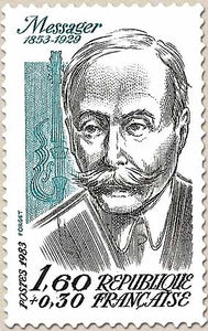 Personnages célèbres. André Messager (1852-1929), compositeur et chef d'orchestre. 1f.60 + 30c. Noir et bleu Y2279