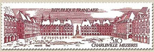 Série touristique. Charleville-Mézières (Ardennes). 3f.10 rose foncé et brun Y2288