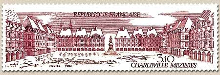 Série touristique. Charleville-Mézières (Ardennes). 3f.10 rose foncé et brun Y2288