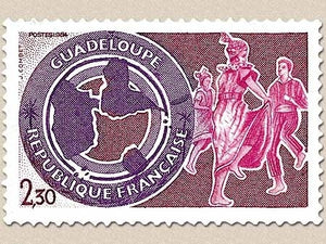 Région. La Guadeloupe  2f.30 brun-rouge, rose foncé et violet Y2302