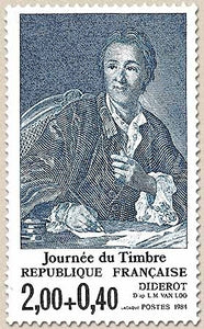 Journée du Timbre. Oeuvre de L.M. Van Loo. Diderot. 2f. + 40c. Bleu et noir Y2304