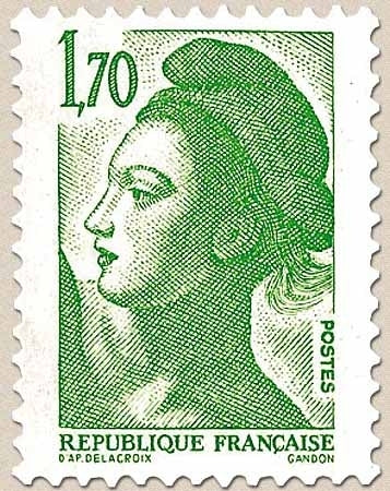 Type Liberté de Delacroix.  1f.70 vert Y2318