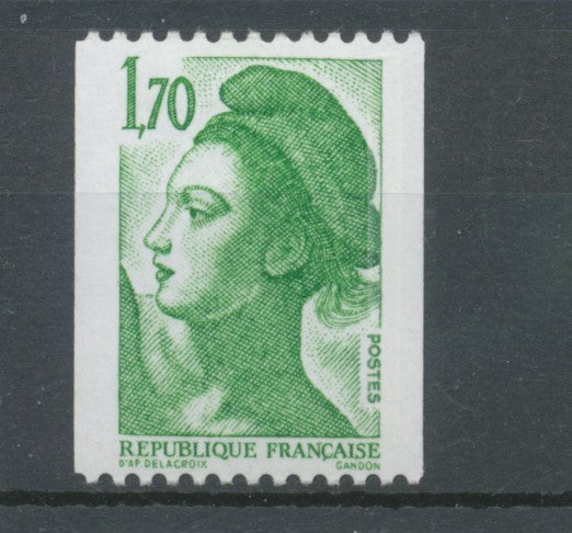 Type Liberté N°2321a 1f.70 vert N° rouge au verso Y2321a