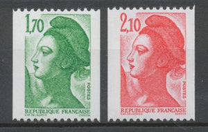 Série Type Liberté de Delacroix, provenant de roulettes. 2 valeurs Y2322S