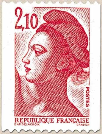 Type Liberté de Delacroix.  2f.10 rouge Y2322