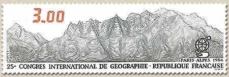 25e Congrès international de géographie. 3f. Jaune orangé, noir et gris Y2327