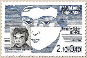 Personnages célèbres. Evariste Galois (1811-1832), mathématicien. 2f.10 + 40c. Bleu et noir Y2332