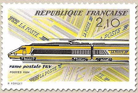 Mise en service du TGV postal. 2f.10 multicolore Y2334