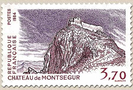 Série touristique. Château de Montségur (Ariège).  3f.70 violet, violet-rouge et rouge Y2335
