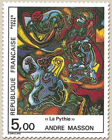 Série artistique. La Pythie, œuvre d'André Masson. 5f. Multicolore Y2342
