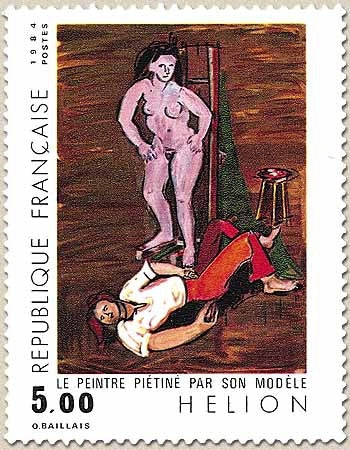 Série artistique. Le peintre piétiné par son modèle, œuvre de Jean Hélion. 5f. Multicolore Y2343