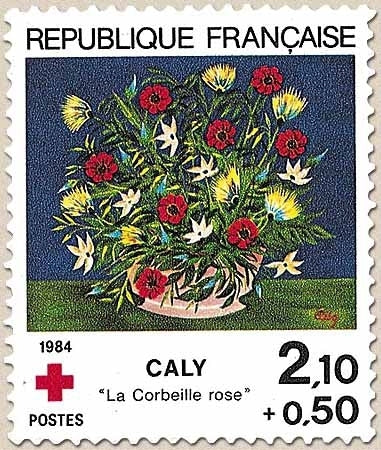 Au profit de la Croix-Rouge. La corbeille rose, d'après une oeuvre de Caly. 2f.10 + 50c. Multicolore Y2345