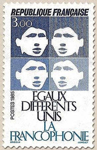 La Francophonie. Symbolique de l'égalité et de l'union entre peuples différents. 3f. Bleu foncé et bleu clair Y2347