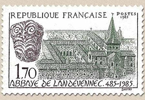 Série touristique. Abbaye de Landévennec (1500° anniversaire). 1f.70 vert et violet Y2349