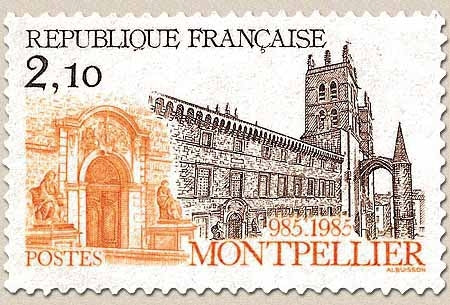 Série touristique. Millénaire de la Fondation de Montpellier (985). 2f.10 brun et jaune Y2350