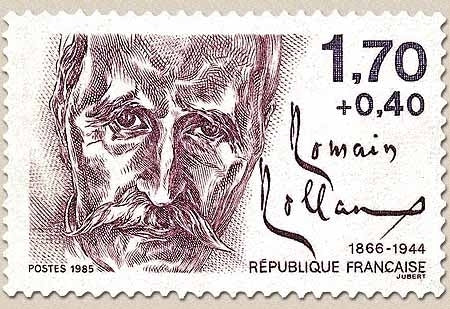 Personnages célèbres. Écrivains. Romain Rolland (1866-1944). 1f.70 + 40c. Rouge violacé et violet foncé Y2355