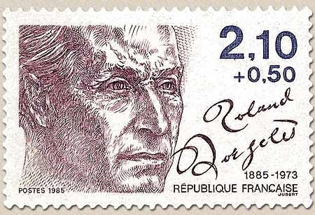 Personnages célèbres. Écrivains. Roland Dorgelès (1885-1973). 2f.10 + 50c. rouge violacé et violet foncé Y2359