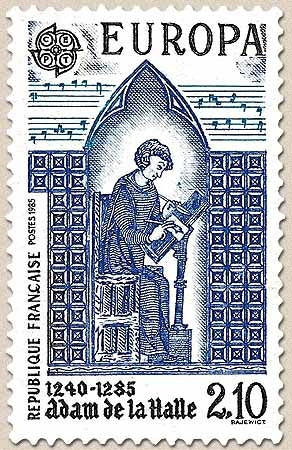 Europa. Année européenne de la Musique. Adam de la Halle (1240-1285), trouvère. 2f.10 bleu, bleu clair et noir Y2366