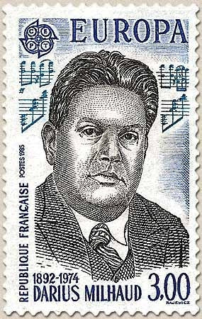Europa. Année européenne de la Musique. Darius Milhaud (1892-1974), compositeur. 3f. Noir, bleu et bleu clair Y2367
