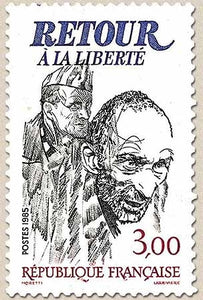 40e anniversaire de la Victoire. Retour à la Liberté. 3f. Bleu, rouge, noir et or Y2369