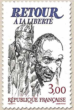 40e anniversaire de la Victoire. Retour à la Liberté. 3f. Bleu, rouge, noir et or Y2369