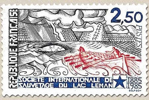 Centenaire de la Société internationale de sauvetage du Lac Léman. Canot de sauvetage en action. 2f.50 Y2373