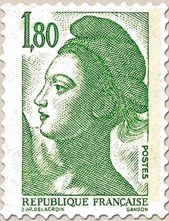 Type Liberté de Delacroix. 1f.80 vert Y2375