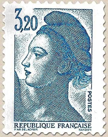 Type Liberté de Delacroix. 3f.20 bleu Y2377