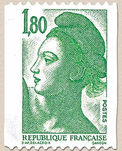 Type Liberté de Delacroix. 1f.80 vert Y2378