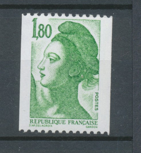 Type Liberté N°2378a  1f.80 vert N° rouge au verso Y2378a