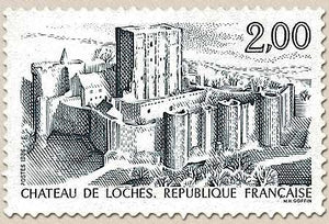 Série touristique. Château de Loches. 2f. Bleu-gris et noir Y2402