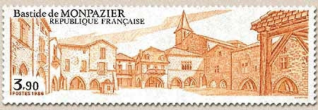 Série touristique. Bastide de Monpazier (Dordogne). 3f.90 ocre-jaune et noir Y2405