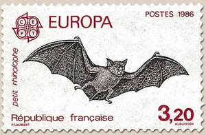 Europa. Protection de la nature et de l'environnement. Mammifères. Petit rhinolophe  3f.20 noir et rouge Y2417