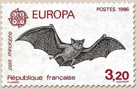 Europa. Protection de la nature et de l'environnement. Mammifères. Petit rhinolophe  3f.20 noir et rouge Y2417