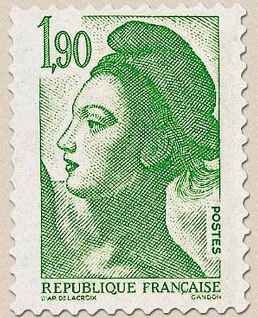 Type Liberté de Delacroix. 1f.90 vert Y2424
