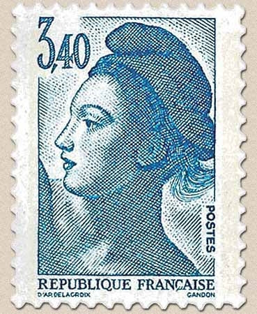 Type Liberté de Delacroix. 3f.40 bleu Y2425