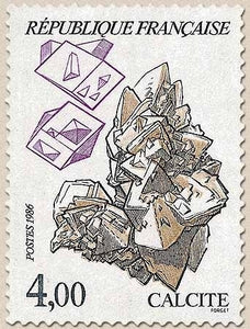 Série Nature de France. Minéraux. Calcite  4f. Brun clair, noir et lilas Y2431