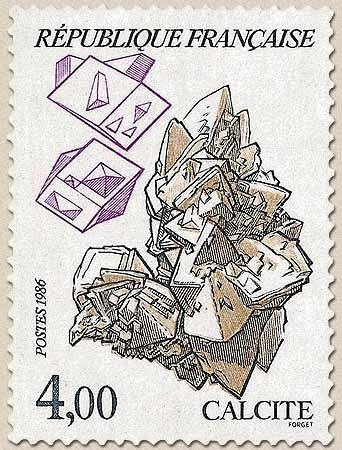 Série Nature de France. Minéraux. Calcite  4f. Brun clair, noir et lilas Y2431