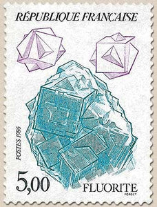 Série Nature de France. Minéraux. Fluorite  5f. Turquoise, noir et lilas Y2432