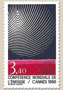 Conférence mondiale de l'énergie, à Cannes. Symbole  3f.40 bleu foncé, rose et rouge Y2445