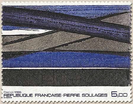 Série artistique. Œuvre de Pierre Soulages  5f. Violet, gris et noir Y2448