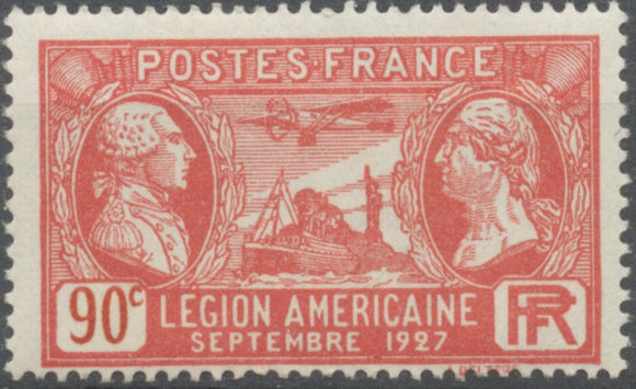 Visite de la Légion Américaine. Motier  et Washington. Spirit of Saint-Louis. 90c. Rouge Neuf luxe ** Y244