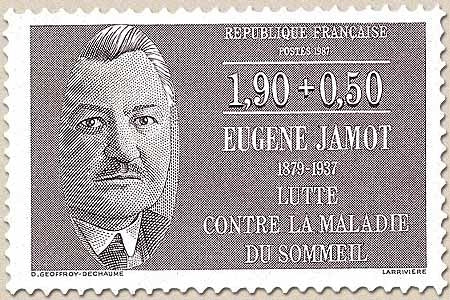 Personnages célèbres médecins et biologistes. Eugène Jamot, médecin (1879-1937)  1f.90 + 50c. Violet-brun Y2455