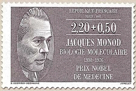 Personnages célèbres médecins et biologistes. Jacques Monod, biologiste (1910-1976). Prix Nobel 1965  2f.20 + 50c Y2459